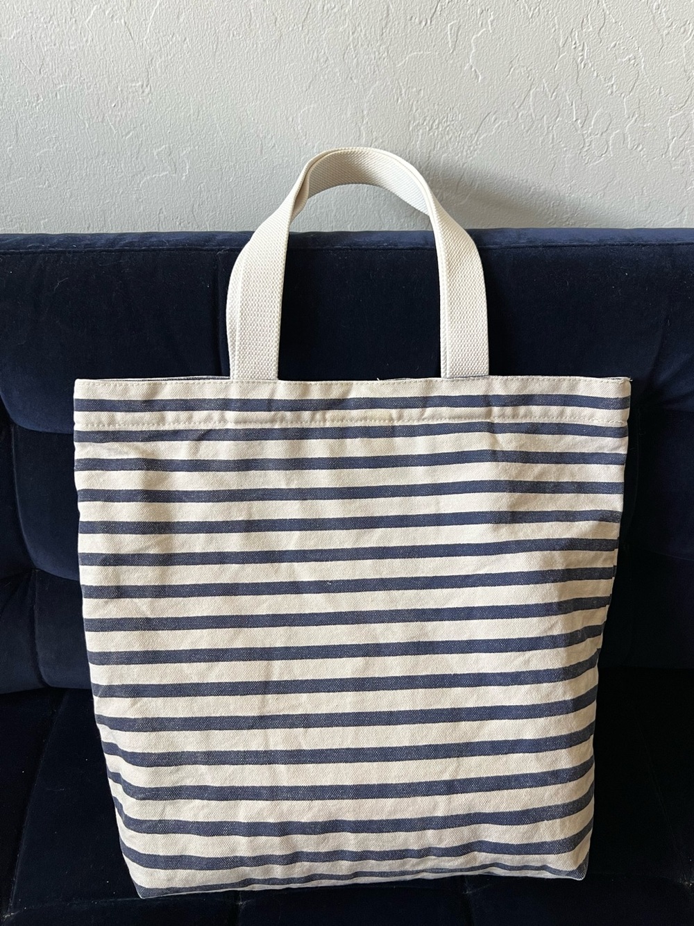 BAGGU Sailor Stripe Canvas Shopper Tote Bag